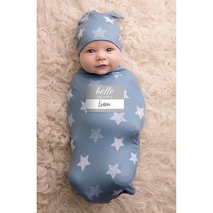 Itzy Ritzy 2-Piece Swaddle & Hat Blue Star Boys